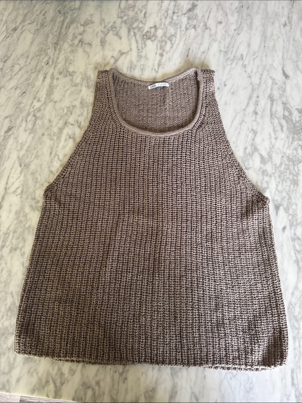 Zara Knit Tank Top in Taupe